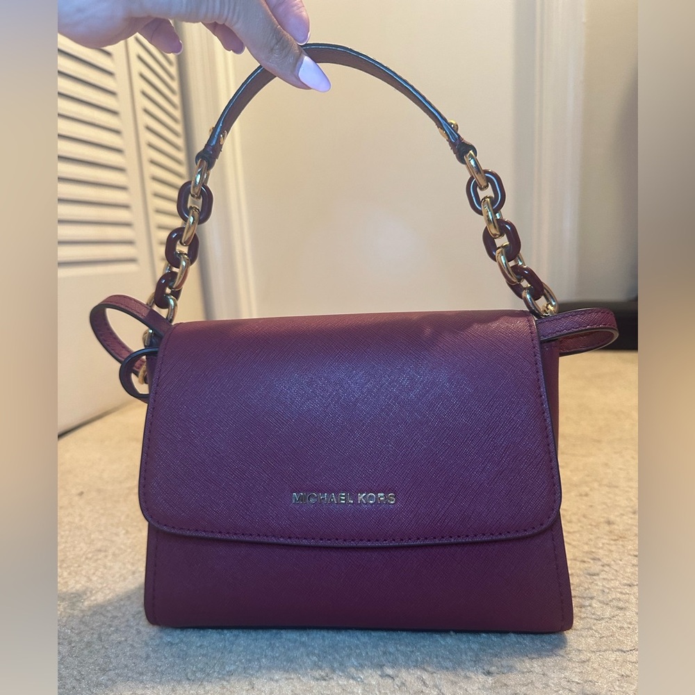 Michael Kors Sofia Small Satchel Leather Shoulder Bag Purse
Eggplant
